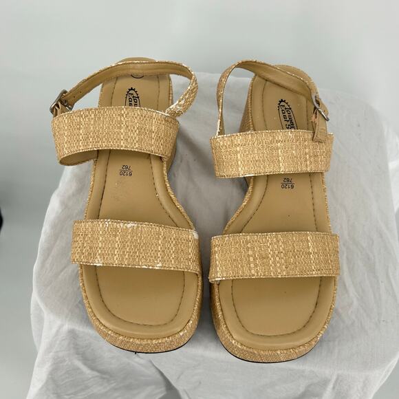 VTG y2k Women's Tan Lower East Side Strappy Chunky Woven Platform Sandals 8.5M - Picture 3 of 8